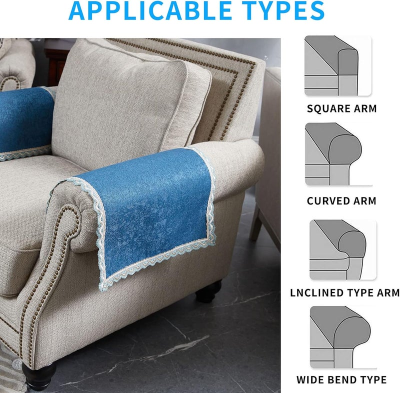 MINJIATEX Couch arm Covers,Non-Slip lace Sofa arm Cover Set of 2 Washable Sofa armrests Covers for Living Room Recliner Chair arm Cover Protectors for Leather Sofa armrest slipcover - Image 5